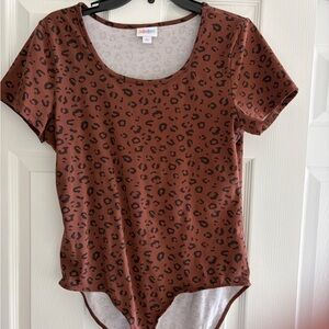 LuLaRoe Brown Leopard Print Bodysuit